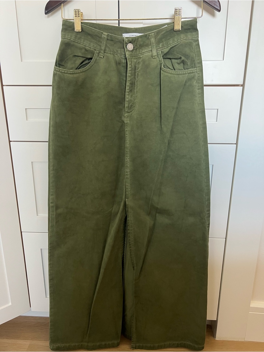 Olive Green Maxi Skirt - High-Waist A-Line